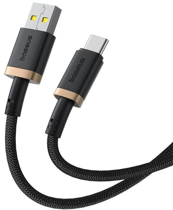 Baseus Dura USB Type A iki Type C 60 W greito įkrovimo laidas 2 m Juodas, Gold
