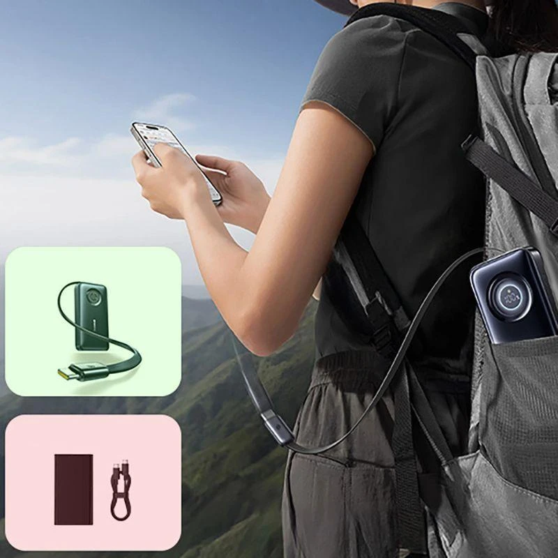 LiPo išorinis akumuliatorius (PowerBank) 20000mAh 67W su sutraukiamu kabeliu EnerCore CR11 BASEUS