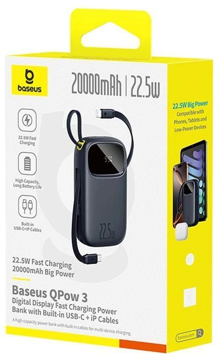 Baseus EnerFill FC31 20000 mAh USB-C Lightning 22.5W juoda