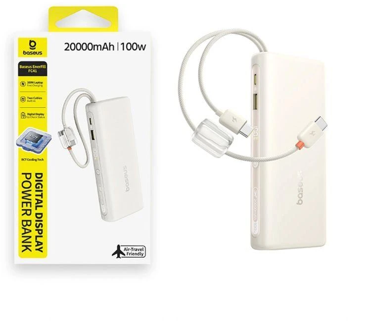 Baseus EnerFill FC41 20000 mAh USB-C 100W smėlio spalva