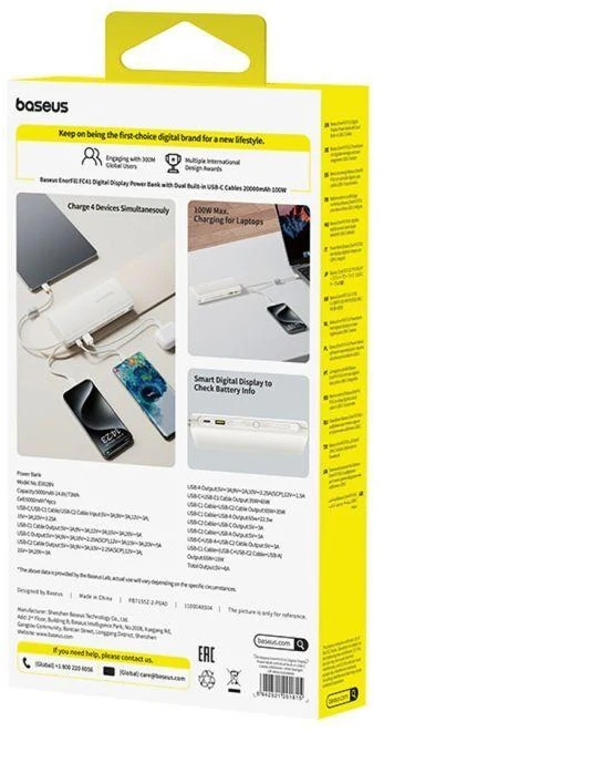 Baseus EnerFill FC41 20000 mAh USB-C 100W smėlio spalva