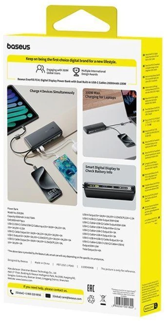 Baseus EnerFill FC41 20000 mAh USB-C 100W juoda
