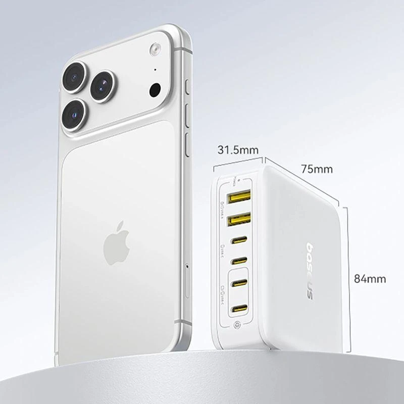 „Baseus EnerFill FH21“ 120 W įkrovimo stotelė, 4xUSB-C + 2xUSB-A - balta