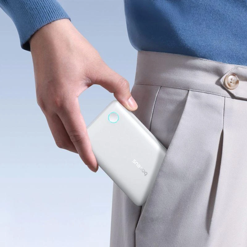 Baseus EnerFill FP11 10000mAh 15W išorinė baterija (power bank) su baltu USB-C laidu 20V/3A 30cm - balta