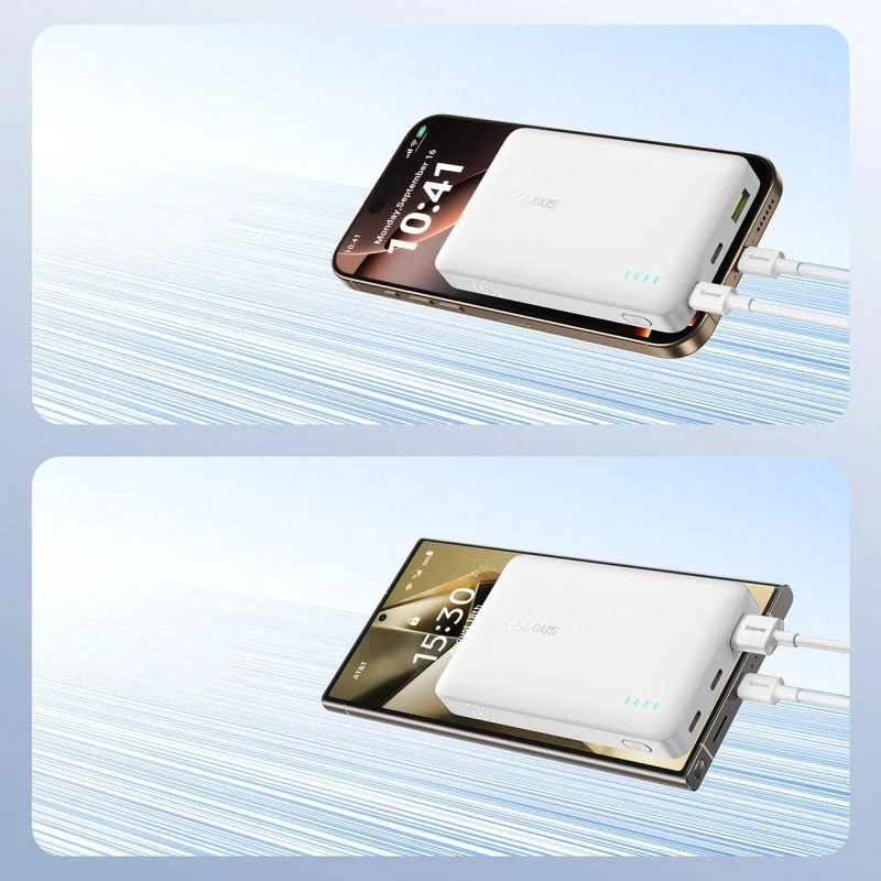 Baseus EnerFill FP21 10000 mAh USB-A USB-C 22.5W balta