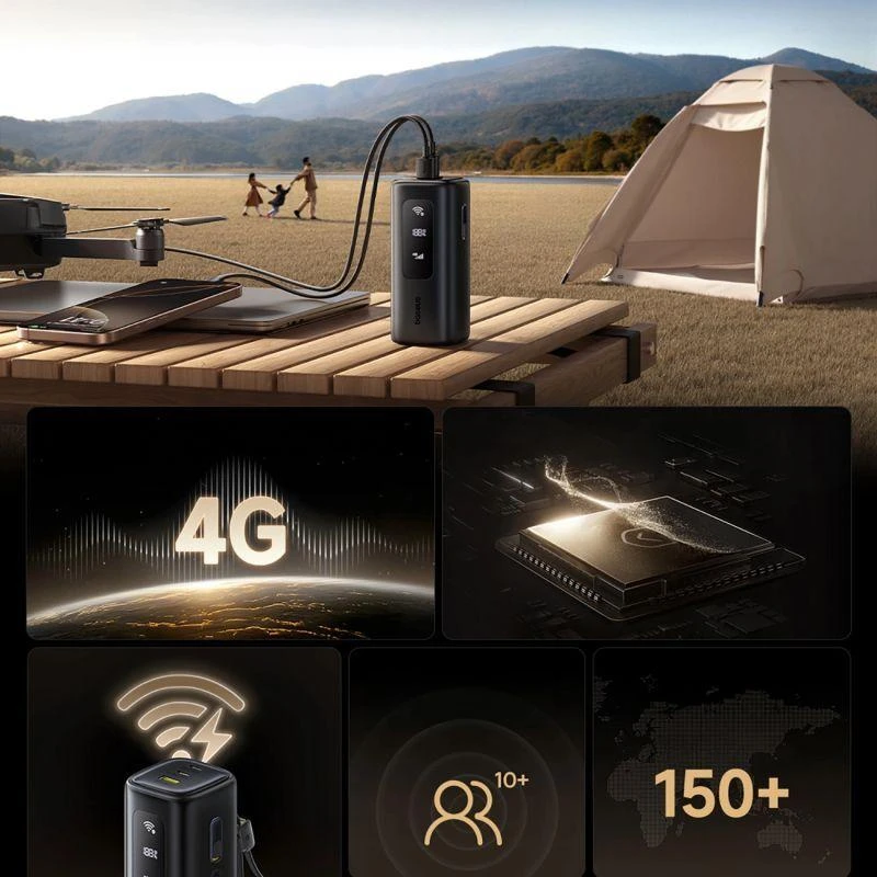 Baseus EnerGeek GX11 MiFi su funkcija Wi-Fi 20000 mAh 67W juoda