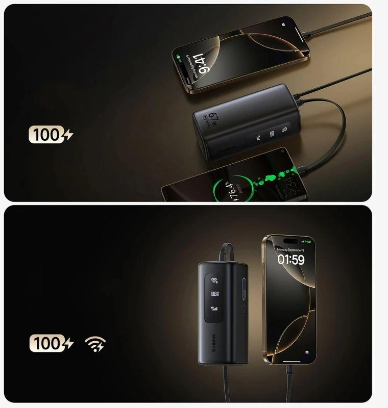 Baseus EnerGeek GX11 MiFi su funkcija Wi-Fi 20000 mAh 67W juoda