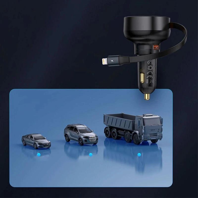 „Baseus Enjoyment Pro 55W USB-A“ su ištraukiamu „Lightning“ laidu - juoda