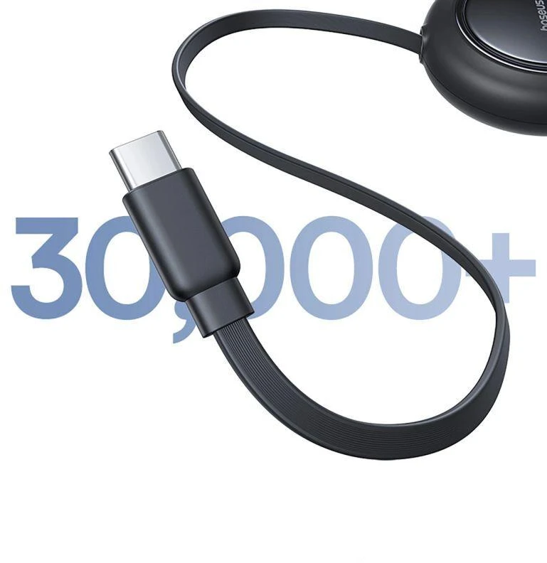 Baseus Free2Pull Mini 100W 3in1 USB-C ištraukiamas laidas – 2xUSB-C 1.2m – juodas