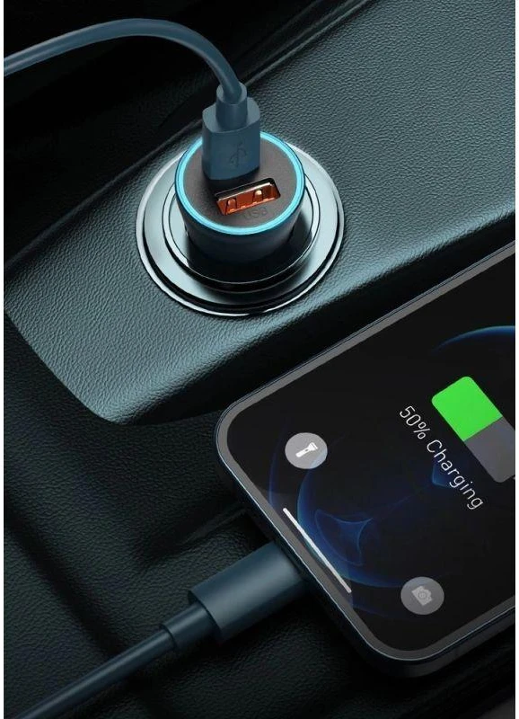 Baseus Automobilinis įkroviklis 40W 12-24V USB + USB-C QC4+ PD3.0 SCP FCP AFC, pilkas