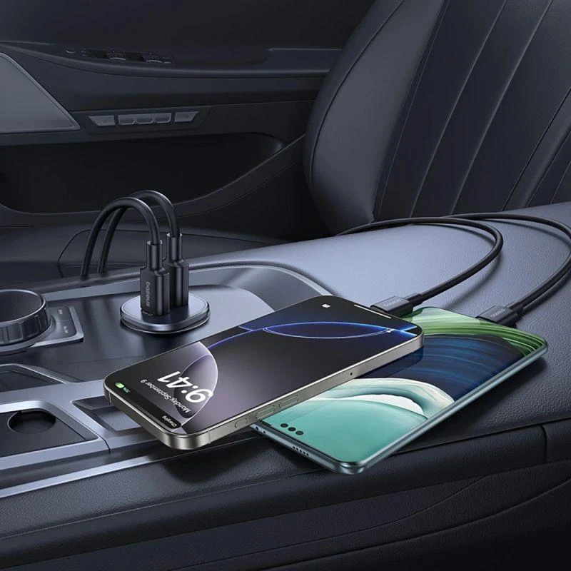 Baseus GoTrip automobilio įkroviklis 2x USB-C 30W Cosmic Juodas