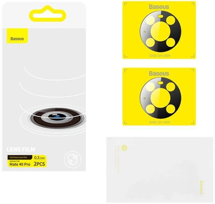 Baseus Huawei Mate 40 Pro apsauginė plėvelė kamerai 0.3mm (2pcs) transparent + cleaning kit (SGQK000502)