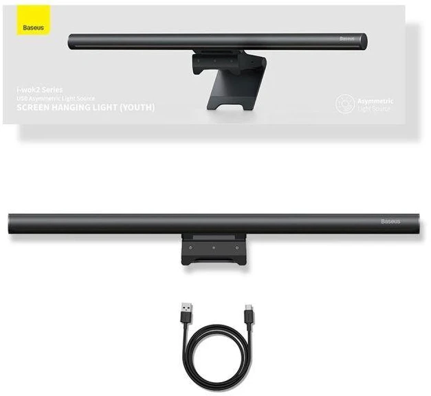 Baseus i-wok2 LED lempa stalinio kompiuterio monitoriaus ekrano apšvietimui, juoda (DGIW000101)