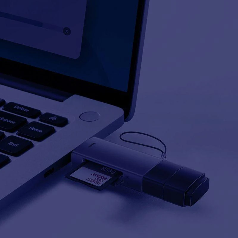 Baseus Lite serijos SD/TF atminties kortelių skaitytuvas USB + USB-C – pilkas