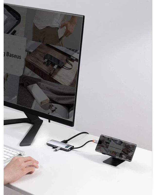 Jungčių stotelė / adapteris USB C kištukas - 8 rūšių jungtys Metal Gleam BASEUS