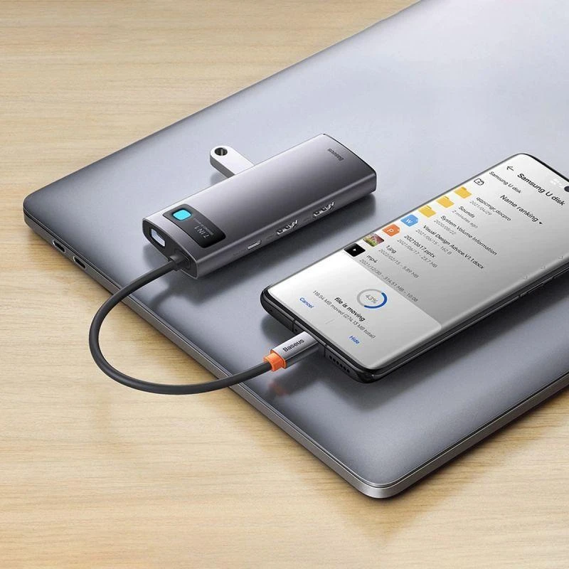 Hub 7in1 Baseus Metal Gleam Series USB-C iki 3x USB 3.0 + HDMI + USB-C PD + VGA + Ethernet RJ45