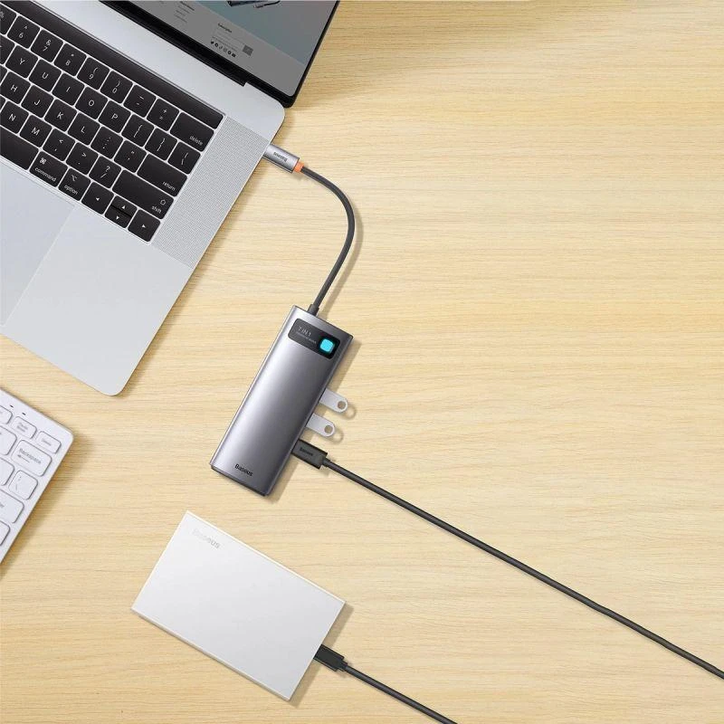 Hub 7in1 Baseus Metal Gleam Series USB-C iki 3x USB 3.0 + HDMI + USB-C PD + VGA + Ethernet RJ45