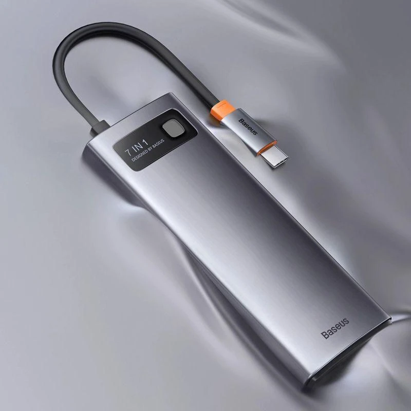 Hub 7in1 Baseus Metal Gleam Series USB-C iki 3x USB 3.0 + HDMI + USB-C PD + VGA + Ethernet RJ45