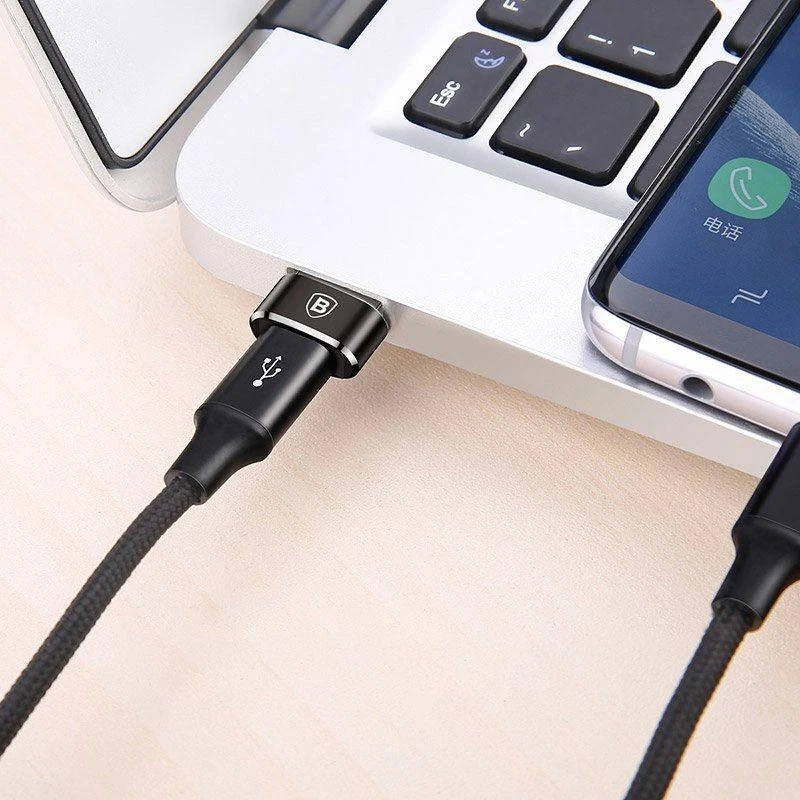 Baseus USB-C – USB-A adapteris 3A – Juodas