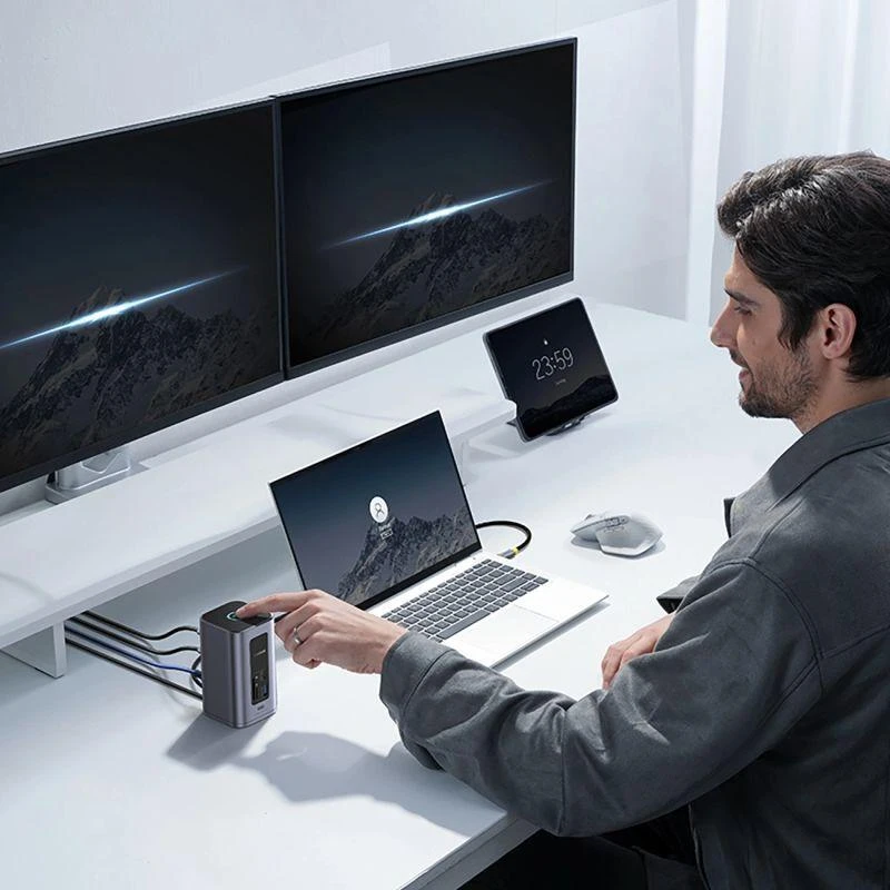 Jungčių stotelė / adapteris 1in12 USB C kištukas - 2xHDMI RJ45 SD/TF USB3 NU1 Air Spacemate BASEUS