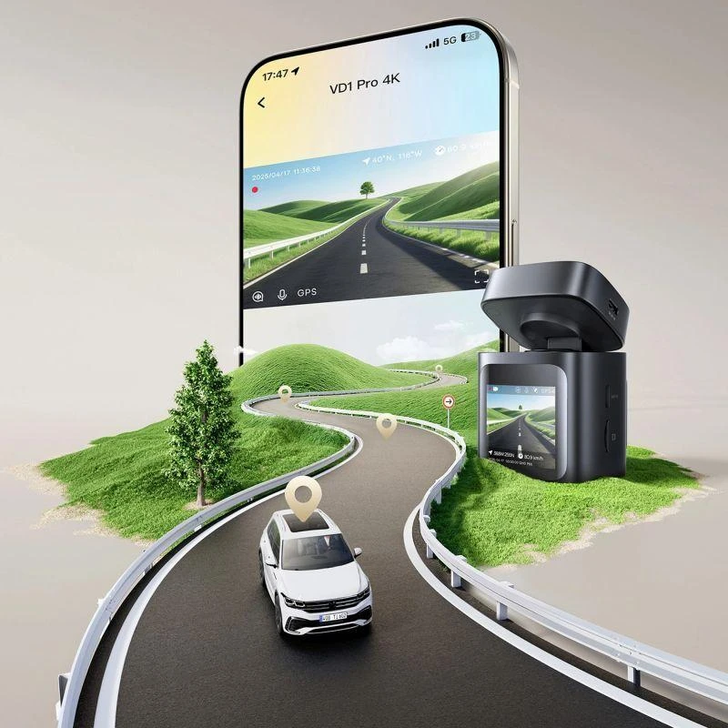 Baseus PrimeTrip VD1 Pro Car DVR 4K+1080p with Baterija - Juodas