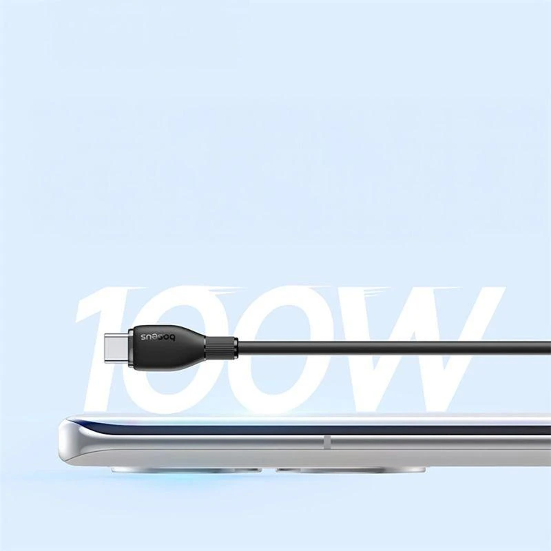 Baseus Pudding 100W USB-A – USB-C kabelis, 1,2 m – juodas