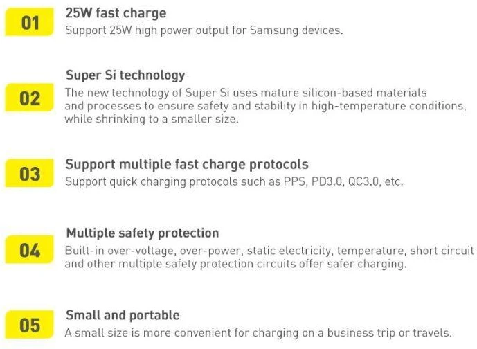 Baseus Super Si 1C greitas sieninis įkroviklis USB Type-C 25W Power Delivery Quick Charge baltas (CCSP020102)