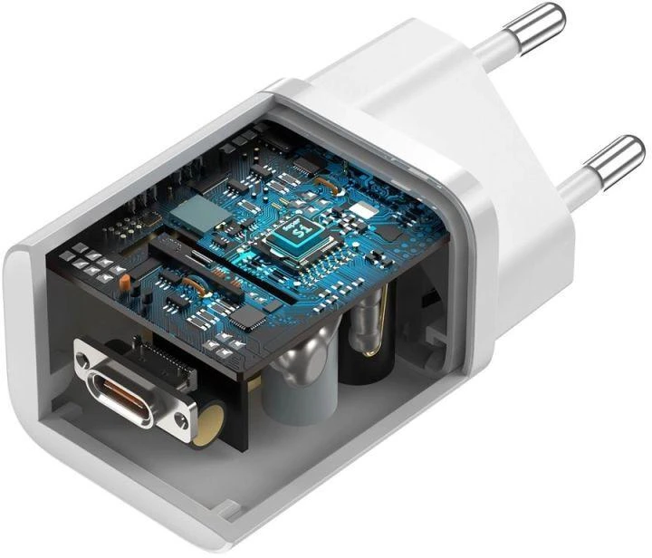 Baseus Super Si 1C greitas sieninis įkroviklis USB Type-C 25W Power Delivery Quick Charge baltas (CCSP020102)