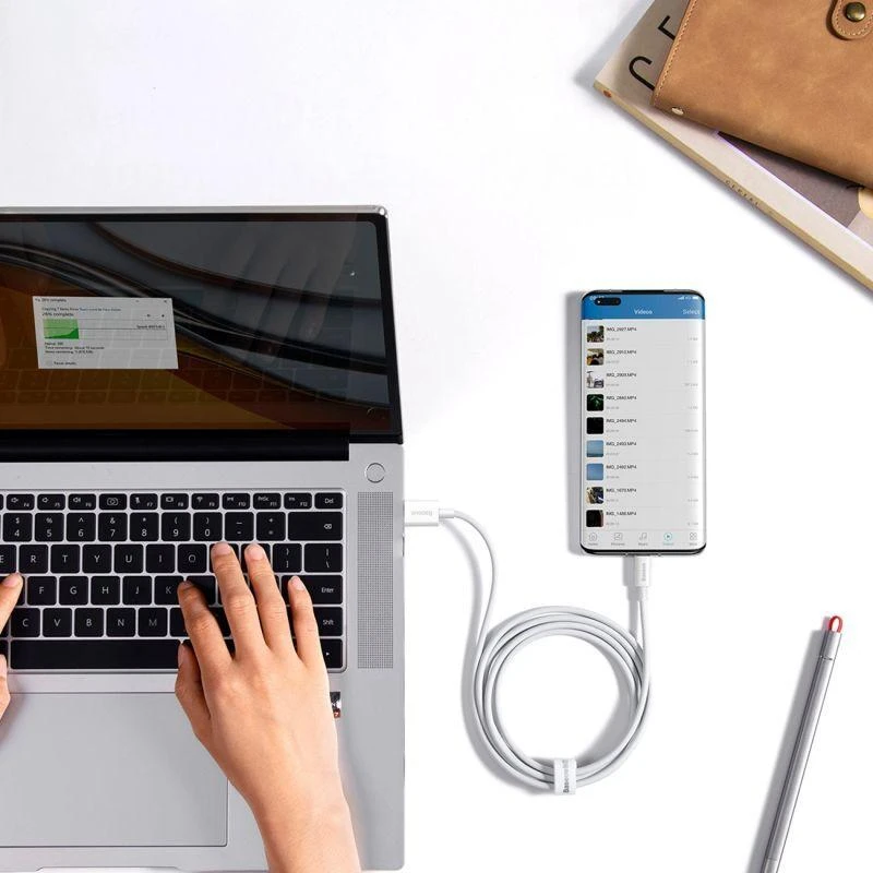 USB laidas per USB-C Baseus Superior 100W 2m (baltas)