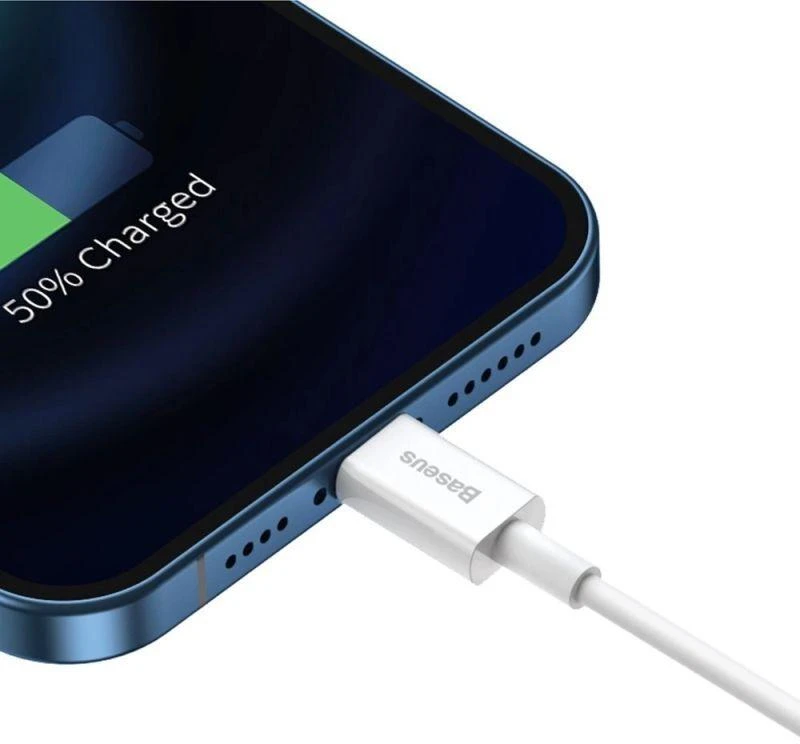 USB kabelis Baseus Superior iš USB į Lightning 2.4A 0.25m baltas CALYS-02