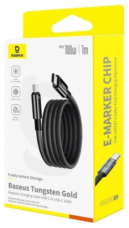 Baseus Tungsten Magnetinis USB C-USB C kabelis 100W 1m (Juodas)