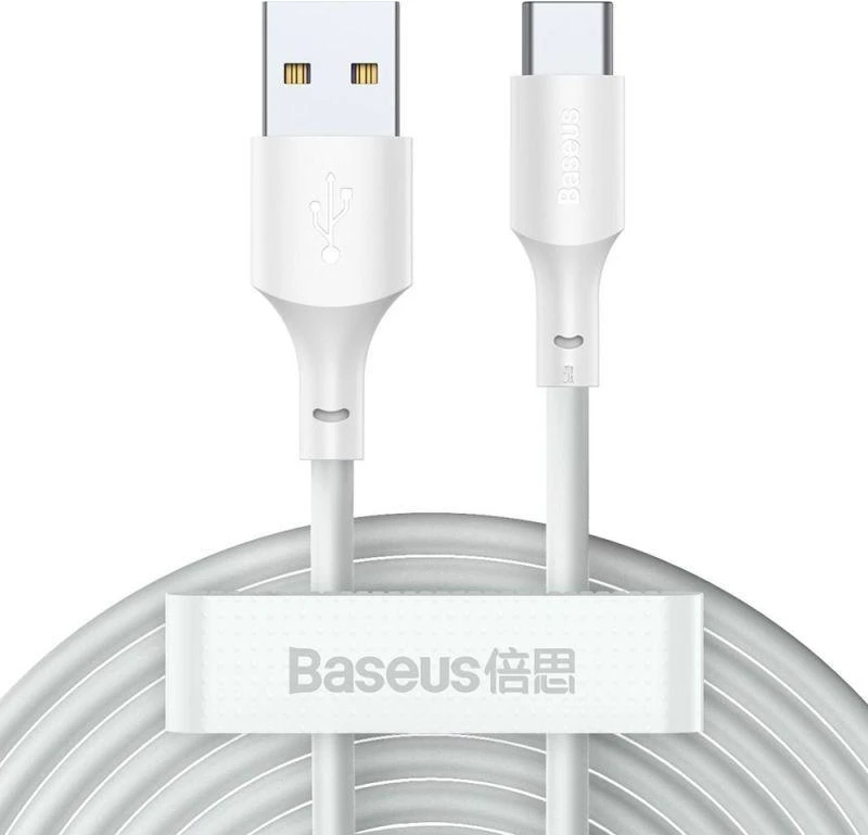 USB kabelių rinkinys Baseus Simple Wisdom Data Cable Kit USB to Type-C 5A (2PCS/Set) 1.5m baltas TZCATZJ-02