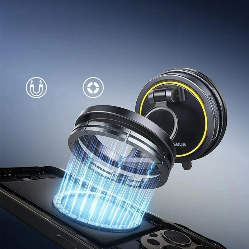 Baseus Automobilinis magnetinis laikiklis telefonams su siurbtuku PrimeTrip VC2 Flex, juodas
