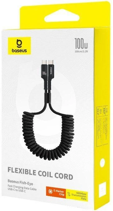 Greito įkrovimo laidas USB-C į USB-C Baseus Fish-Eye 100W, 1m (juodas)