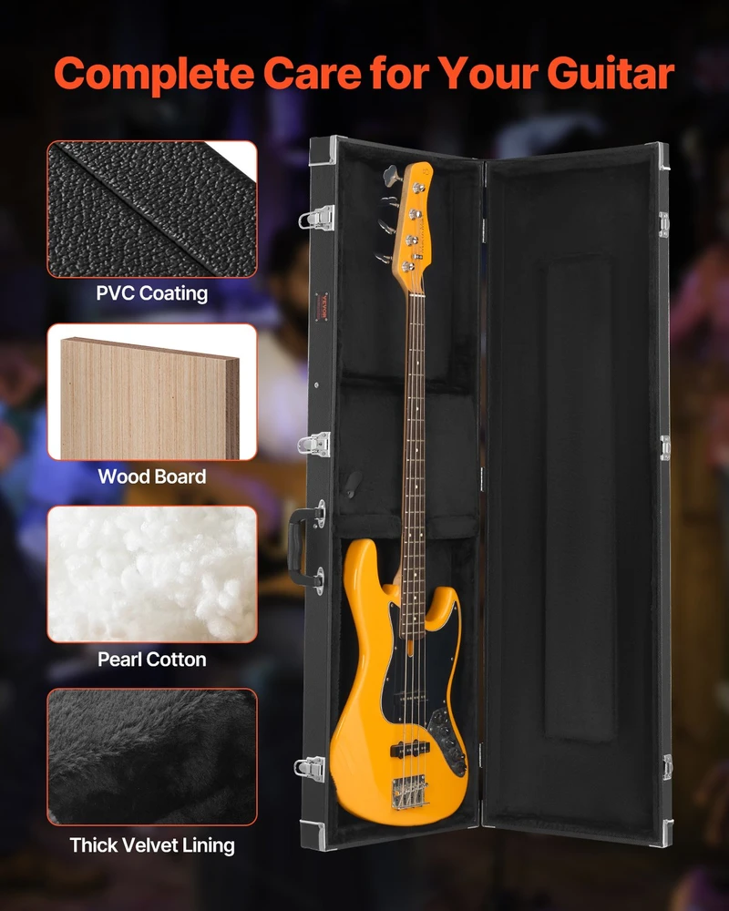 VEVOR Boso gitaros dėklas su spyna, 122 cm