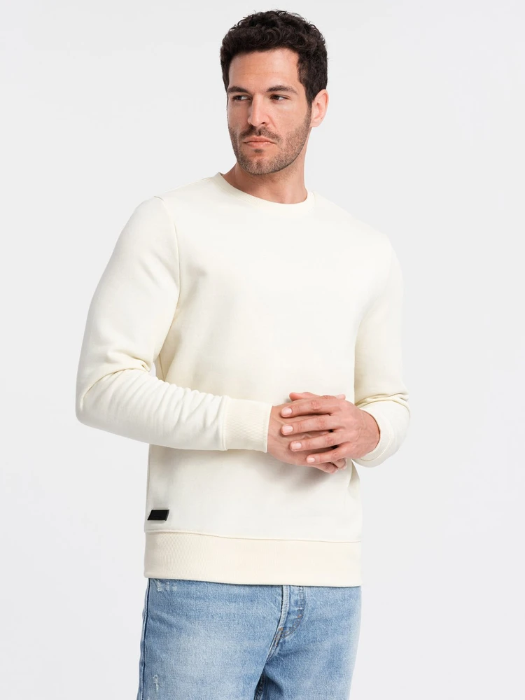 BASIC vyriškas nestiebiamas medvilninis džemperis, kreminė spalva V5 OM 0159
