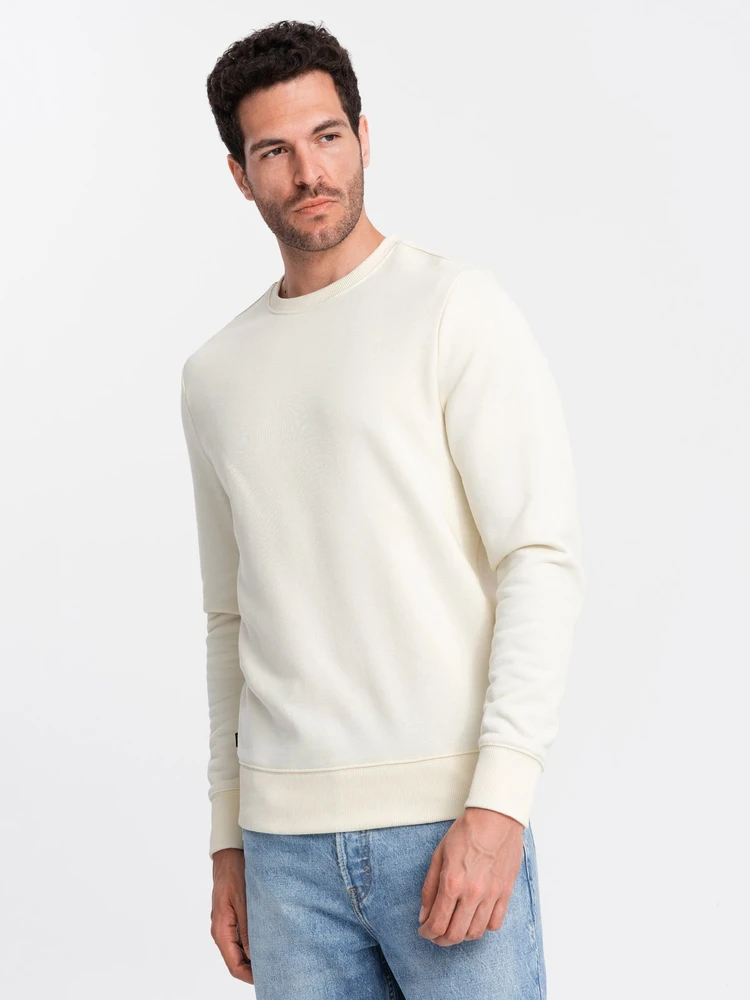 BASIC vyriškas nestiebiamas medvilninis džemperis, kreminė spalva V5 OM 0159