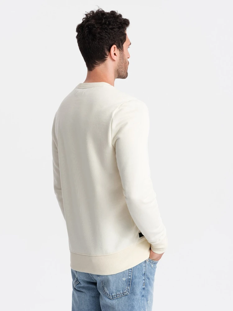 BASIC vyriškas nestiebiamas medvilninis džemperis, kreminė spalva V5 OM 0159