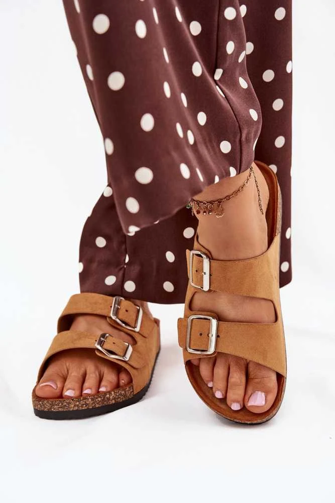 Basutės rudos eko odos su sagtimis kasdienai