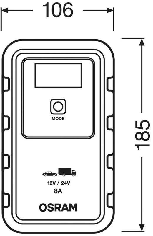 Akumuliatoriaus įkroviklis OSRAM 908, 12–24 V