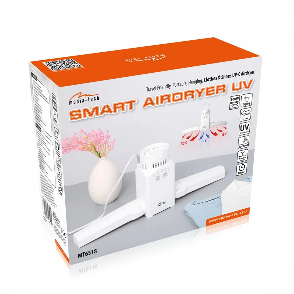 Media-Tech Nešiojamas drabužių ir batų džiovintuvas SMART AIRDRYER UV MT6518