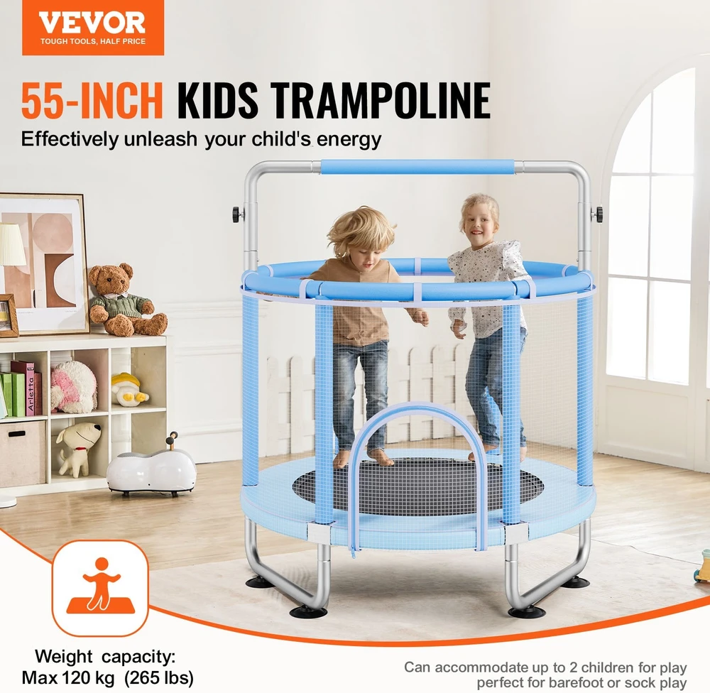 Vevor 138 cm batutas vaikams su tinklu viduje ir lauke