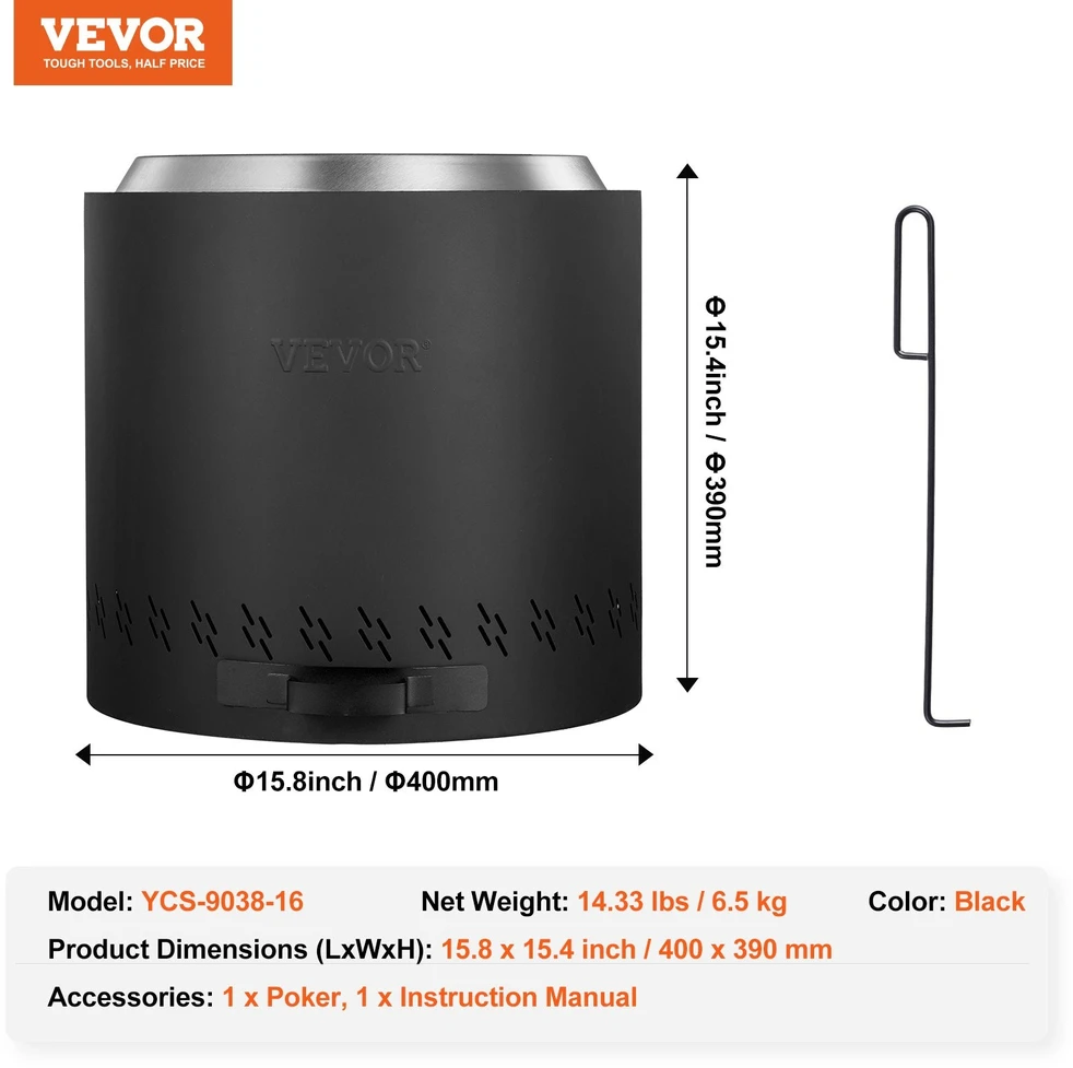 VEVOR Nerūkantis laužavietės krosnelė 40 cm skersmens