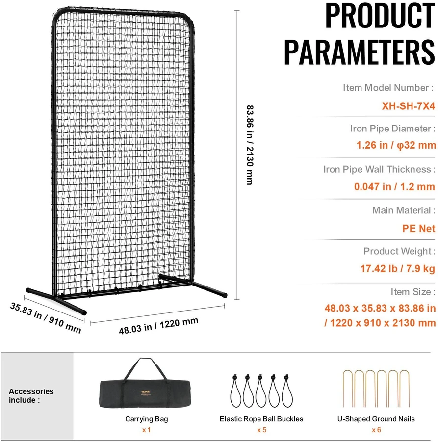VEVOR beisbolo saugos ekranas 213x122 cm