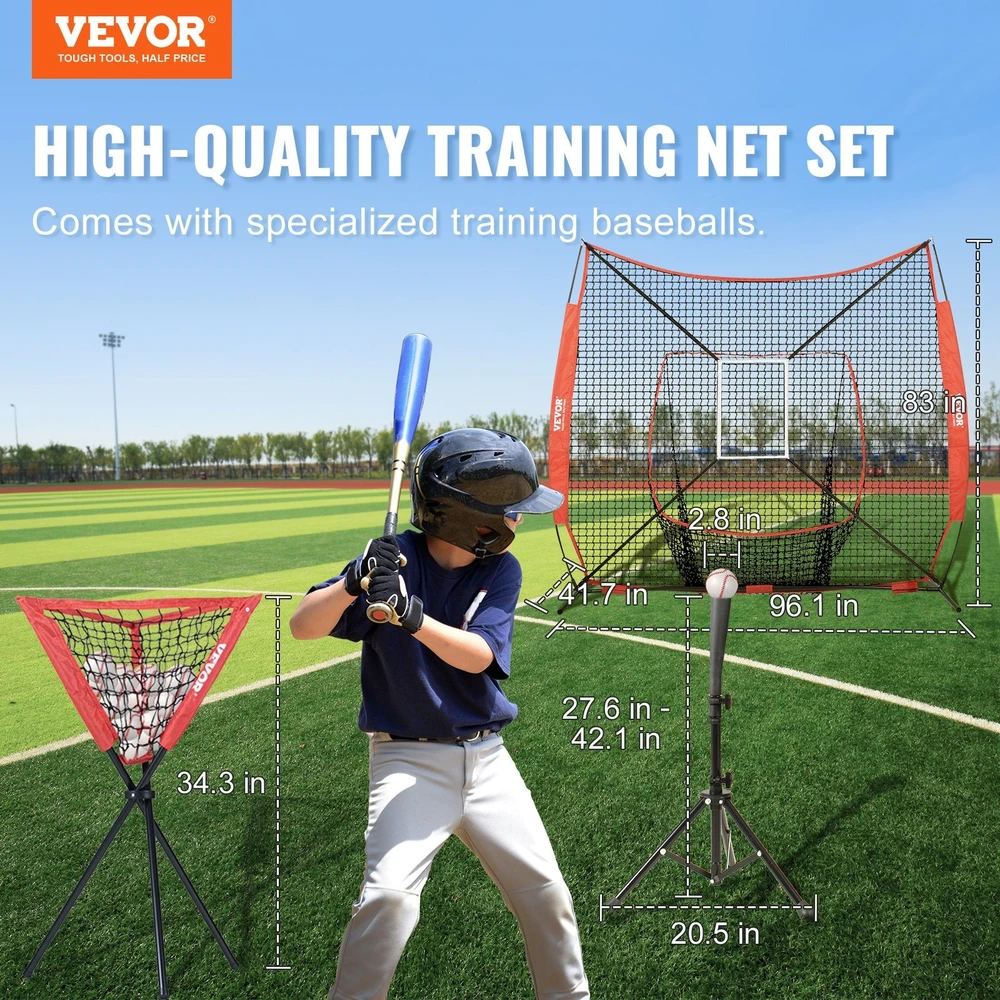 VEVOR 7x7 pėdų beisbolo ir softbolo tinklas