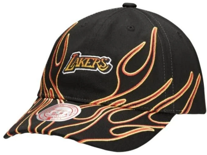 Beisbolo kepurė su liepsnų motyvu Mitchell & Ness Lakers, juoda