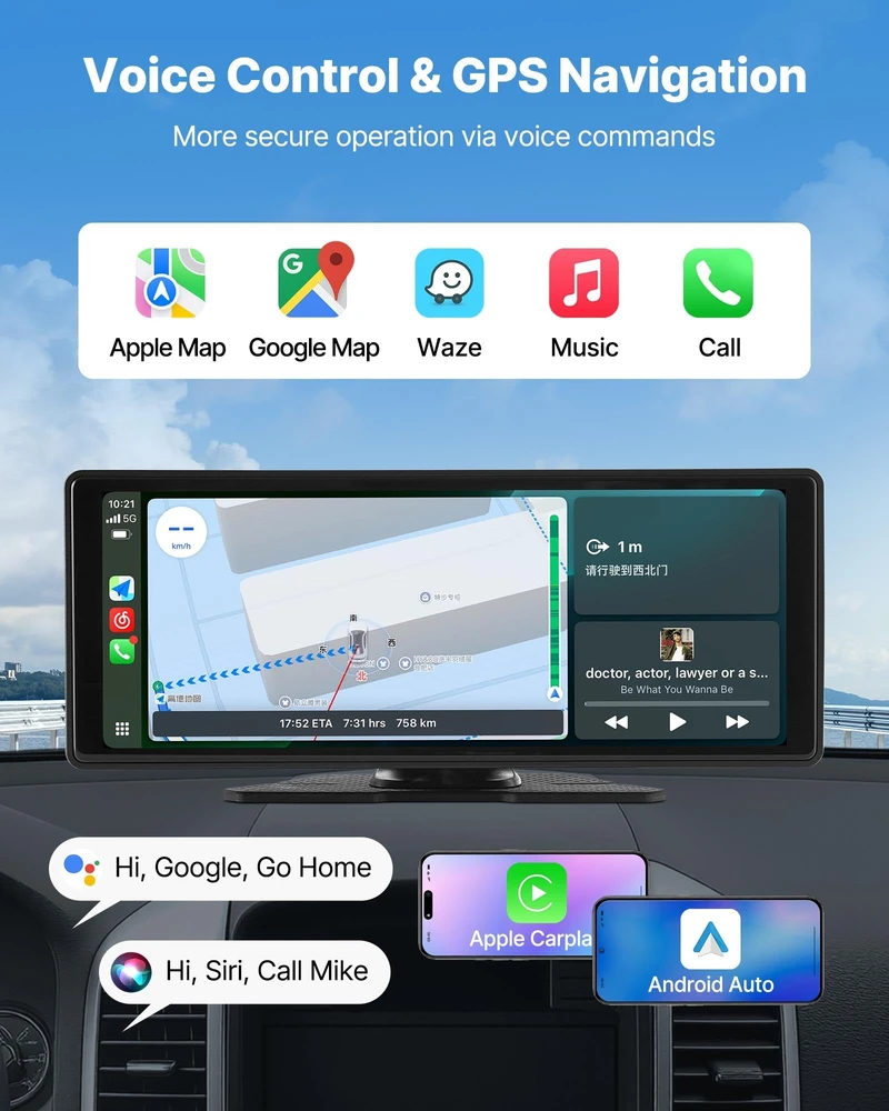 Automagnetola VEVOR automobilinė „CarPlay“ stereosistema su jutikliniu ekranu