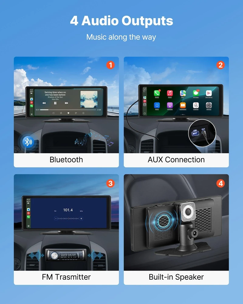Automagnetola VEVOR automobilinė „CarPlay“ stereosistema su jutikliniu ekranu