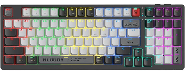 Klaviatūra žaidimams A4Tech Bloody WS98 BLMS Raudona Plus belaidė mechaninė su pašvietimu pilka