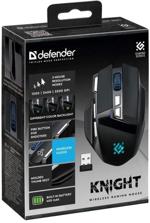 Pelė DEFENDER GM-885 KNIGHT RF WIRELESS 3200dpi 8P Juodas